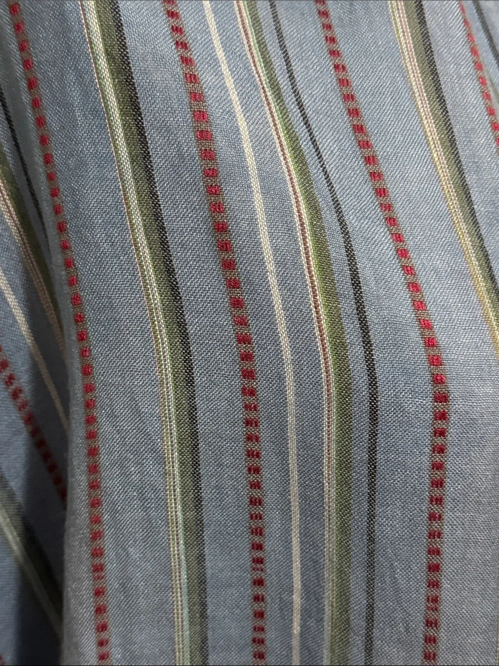 Cotton blend Scarf-Striped-Multi color Blue/Red-Fringe-EUC